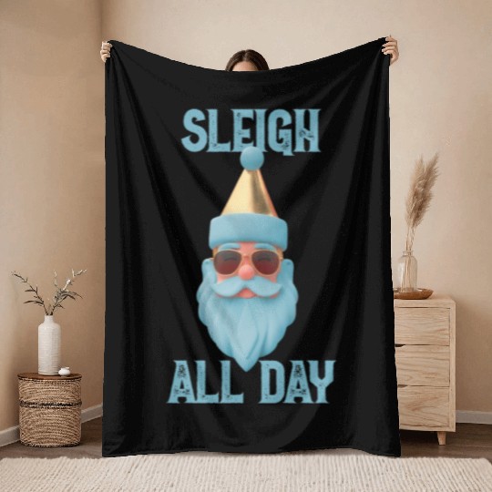 Sleigh all day Throw Blankets