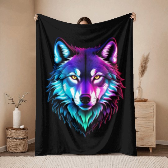 Alpha Wolf Throw Blankets