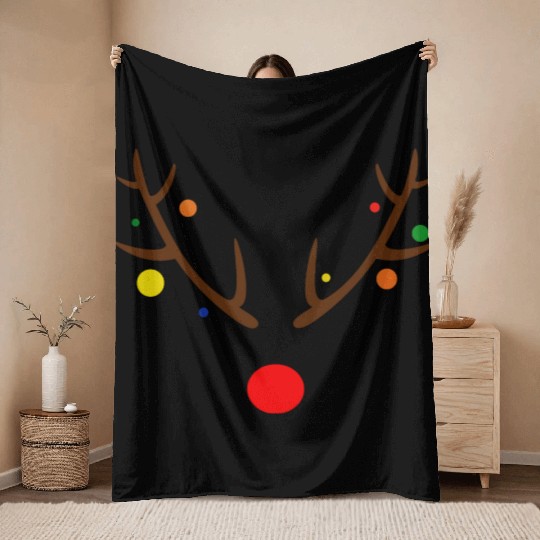 Stylised reindeer with Christmas decorations Throw Blankets