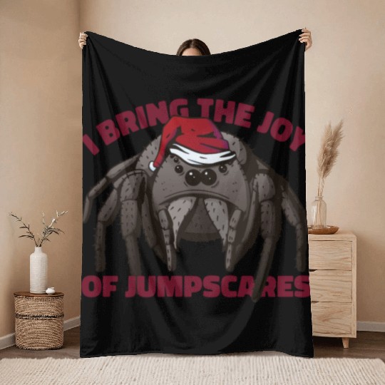 Creepy Christmas Joy Spider Throw Blankets