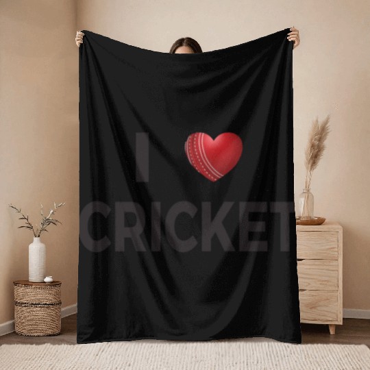 I Love Cricket Throw Blankets