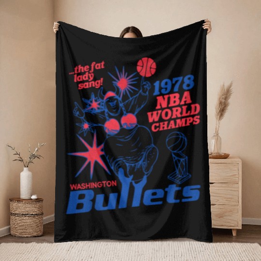 Defunct Washington Bullets 1978 World Champs Throw Blankets