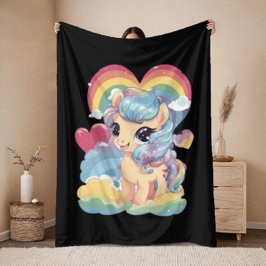 Forever Love Pony Throw Blankets
