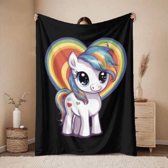Love Pony Throw Blankets