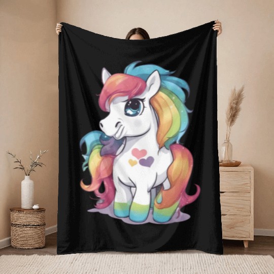 Rainbow Baby Pony Throw Blankets