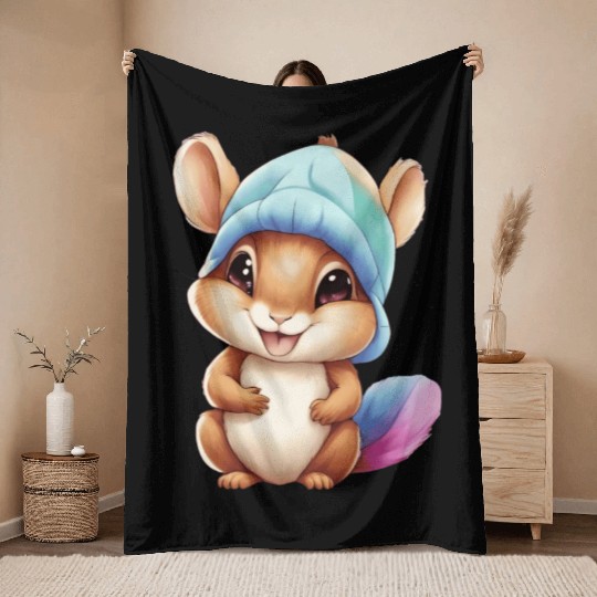 Baby squirrel Throw Blankets