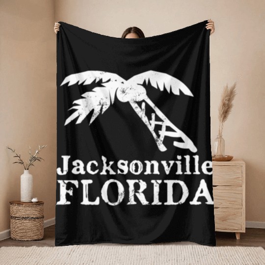 Jacksonville Florida Palm Tree Souvenirs Gifts Throw Blankets