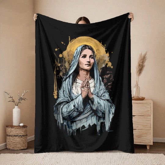 Mary the Mother of Jesus Throw Blankets