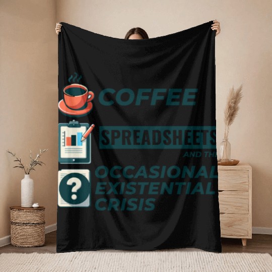 Accountant Bookkeeping Coffee Spreadsheets Funny Throw Blankets