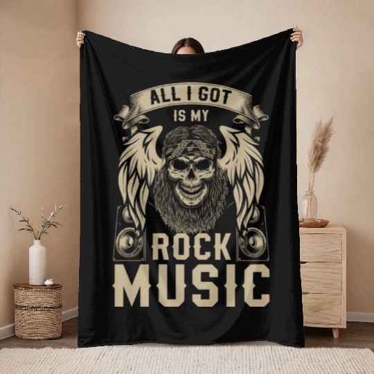 Rock Band Guitar Throw Blankets