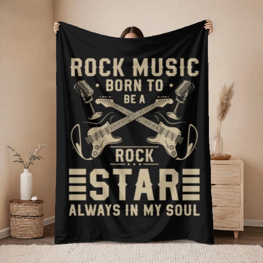 Rock Hard Rock Guitar Rockabilly Throw Blankets