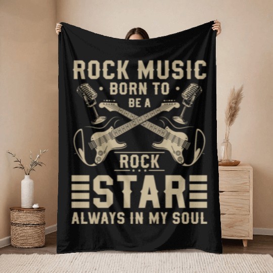 Rock Hard Rock Guitar Rockabilly Throw Blankets