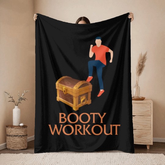 Gym Throw Blankets, Booty Workout Pirate's Treasure Chest