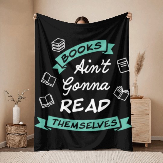 Funny Reading Teacher Bookworm Throw Blankets