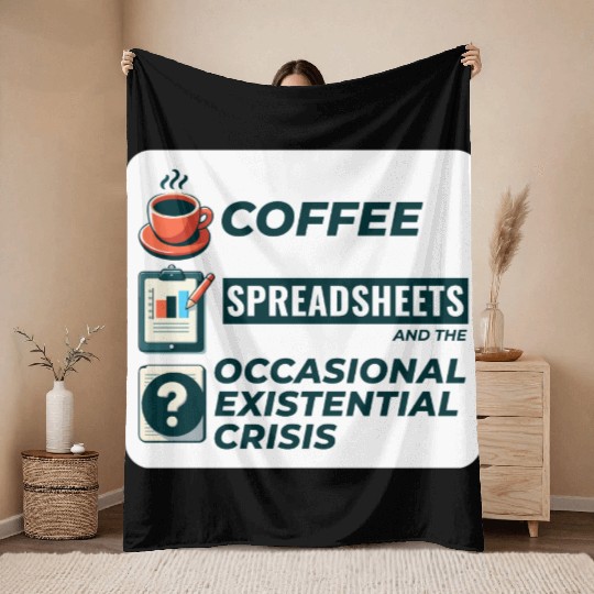 Accountant Bookkeeping Coffee Spreadsheets Funny Throw Blankets