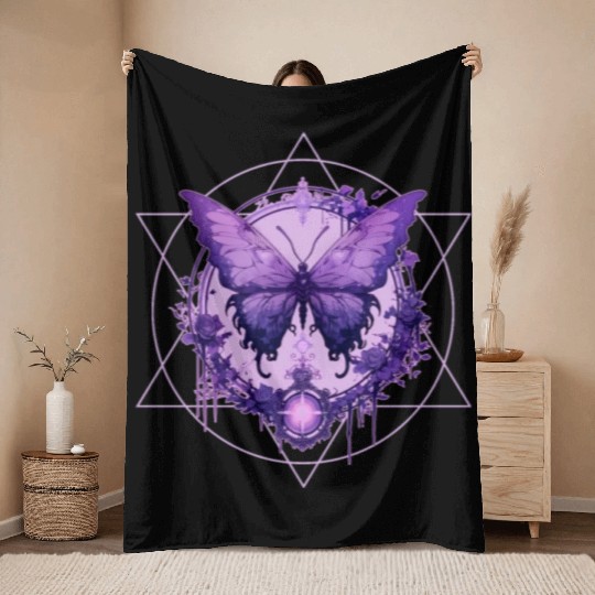 Enchanted Butterfly Witchcraft Fairycore Ethereal Throw Blankets