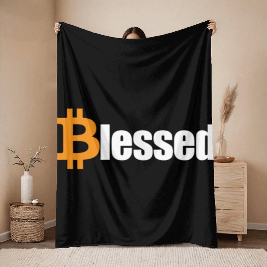 Blessed Bitcoin Crypto HODL BTC Blessed Bitcoinbit Throw Blankets