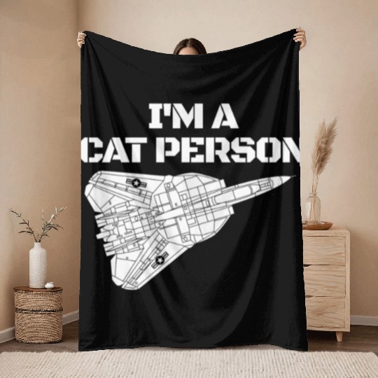 I'm Cat Person F14 Tomcat Fighter Jet Schematicf14 Throw Blankets