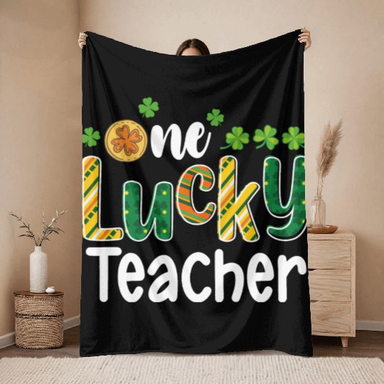 One Lucky Teacher School St Patrick's Day Throw Blankets
