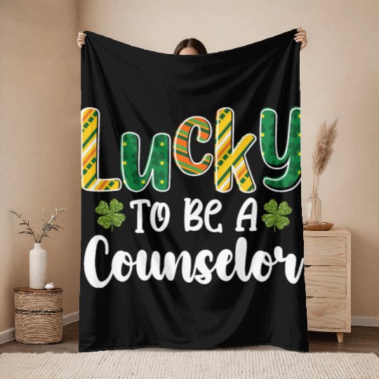Lucky To Be A Counselor School St Patrick's Day Throw Blankets