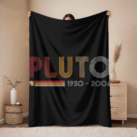 Pluto Never Forget Science and Astronomy Retro Throw Blankets