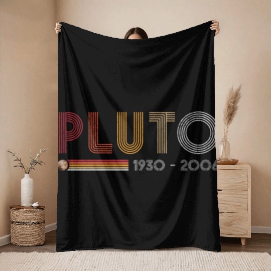 Pluto Never Forget Science and Astronomy Retro Throw Blankets