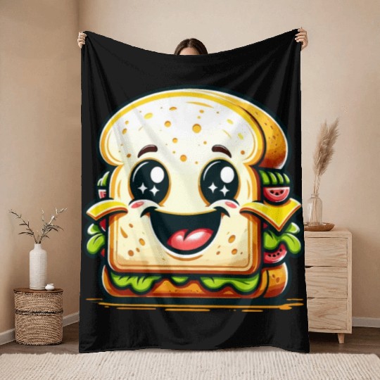Laughing Sandwich – Lunchtime laughter Throw Blankets