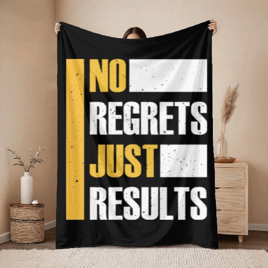 No Regrets Just Results distress grunge typography Throw Blankets