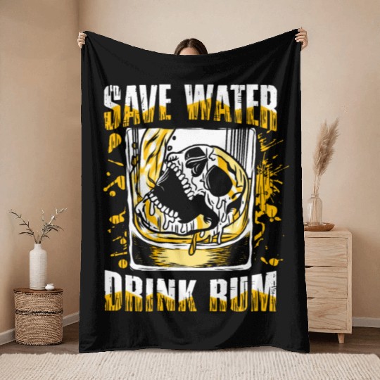 Save water drink rum | pub crawl drinking Throw Blankets