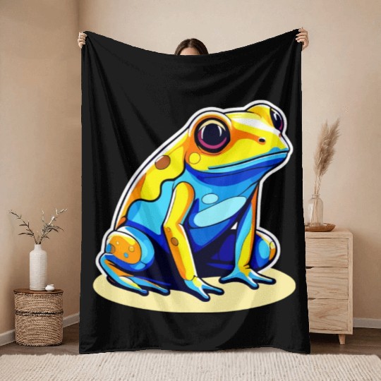 Golden Poison Frog Illustration Throw Blankets