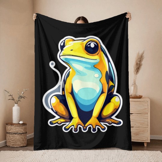 Golden Poison Frog Illustration Throw Blankets