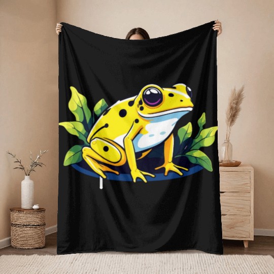 Golden Poison Frog Illustration Throw Blankets
