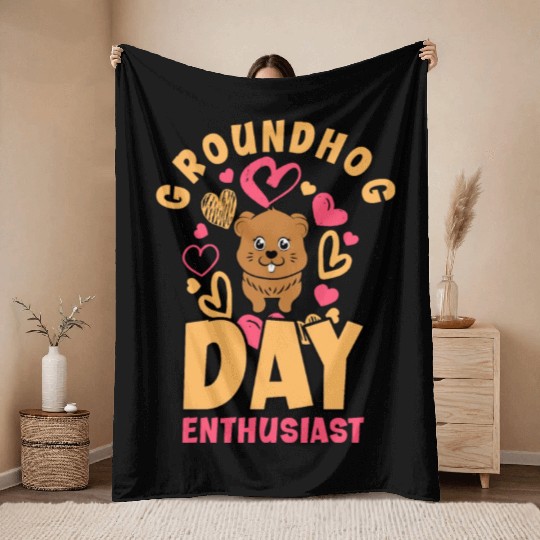 Groundhog Day 2024 Enthusiast February 2nd Throw Blankets