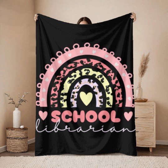 School Librarian Rainbow Throw Blankets