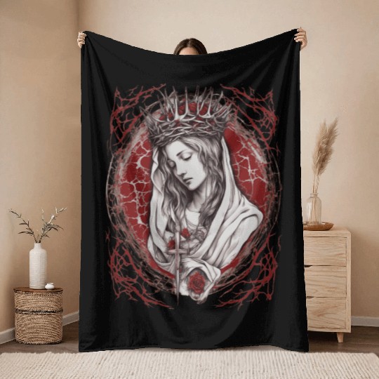 Saint Mary Our Lady Of Grace Throw Blankets