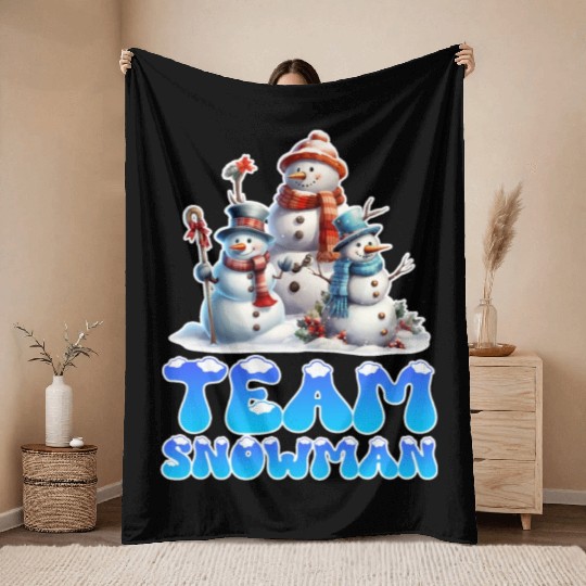 Snow Fever Team Snowman Snowmen Snow Throw Blankets