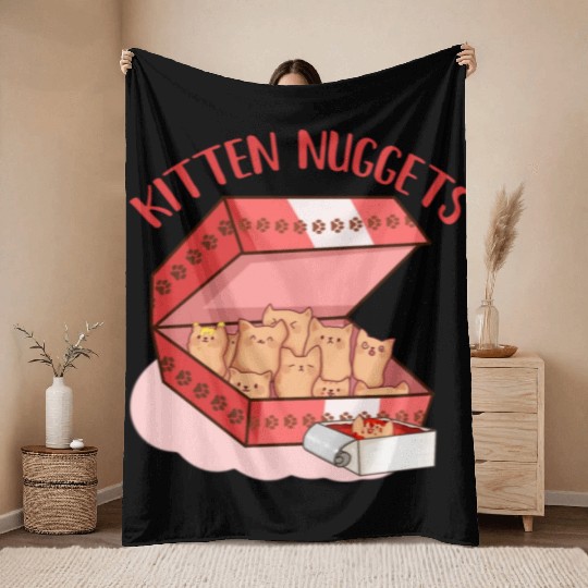 Funny Kittens as Chicken Nuggets, Cat Lover Throw Blankets