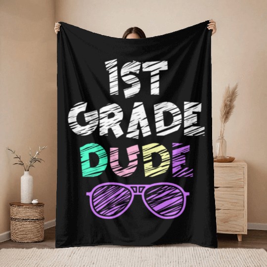 Kindergarten Teacher Funny Student 1st Graduation Throw Blankets