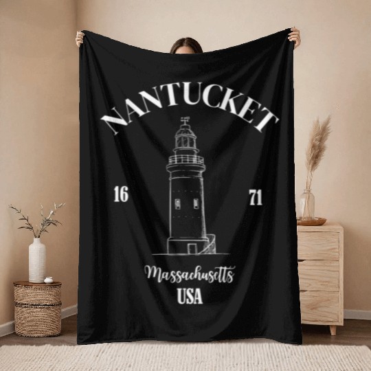 Nantucket Massachusetts Throw Blankets