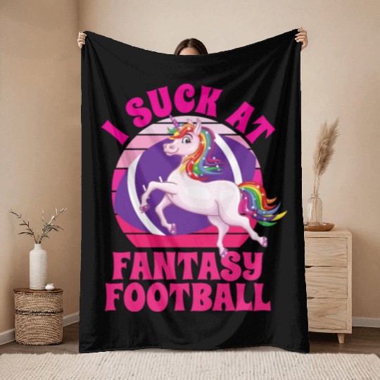 I Suck At Fantasy Football Throw Blankets