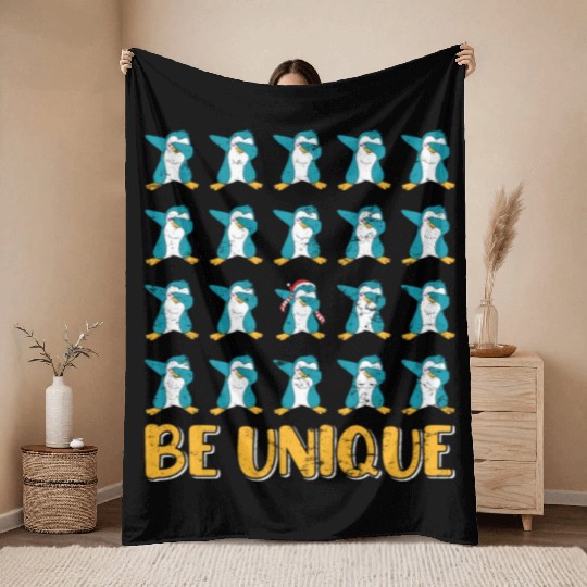 Gambler Christmas Penguins Be Unique X-Mas Throw Blankets