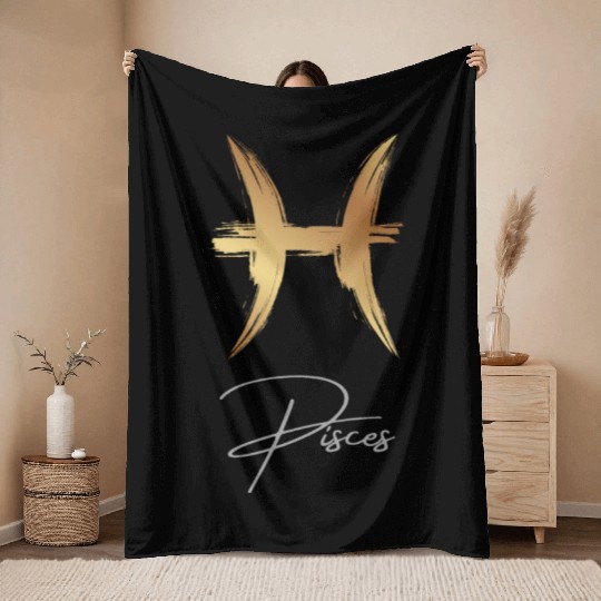 Pisces zodiac sign Throw Blankets