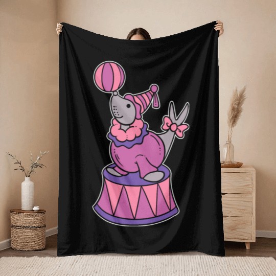 Circus Seal Animal Trainer Gift Throw Blankets