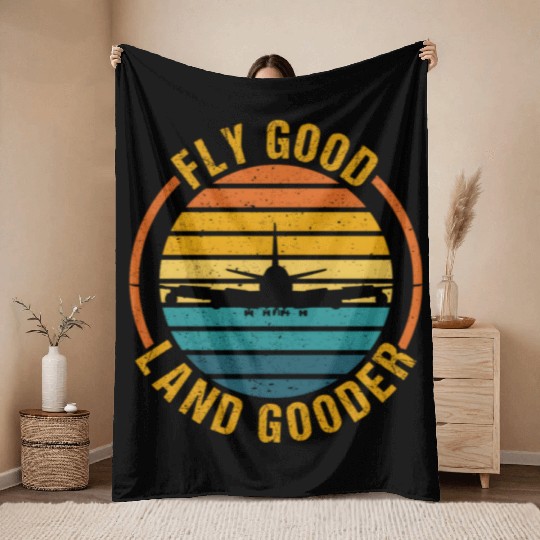Fly Land Er Airline Pilot Private Pilot Student Throw Blankets