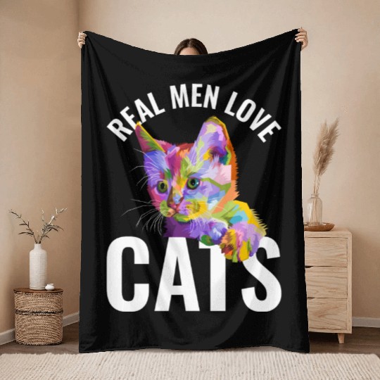 Real Men Love Cats Throw Blankets