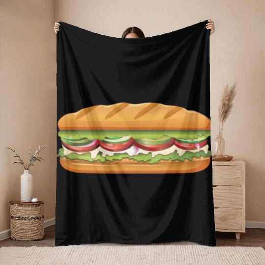 Subway Sandwich Design Throw Blankets