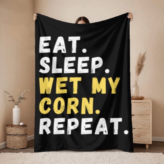 Maize Grower Home Gardening Cornfield Throw Blankets