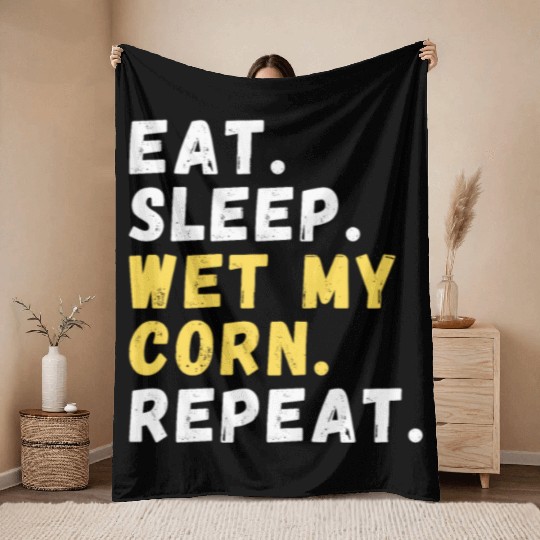 Maize Grower Home Gardening Cornfield Throw Blankets