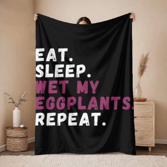 Eggplant Lover Healthy Cuisine Gardening Throw Blankets