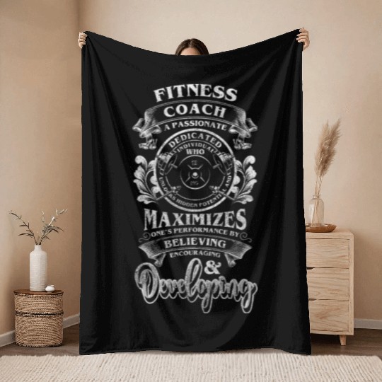 Fitness Instructor Muscle Building Throw Blankets